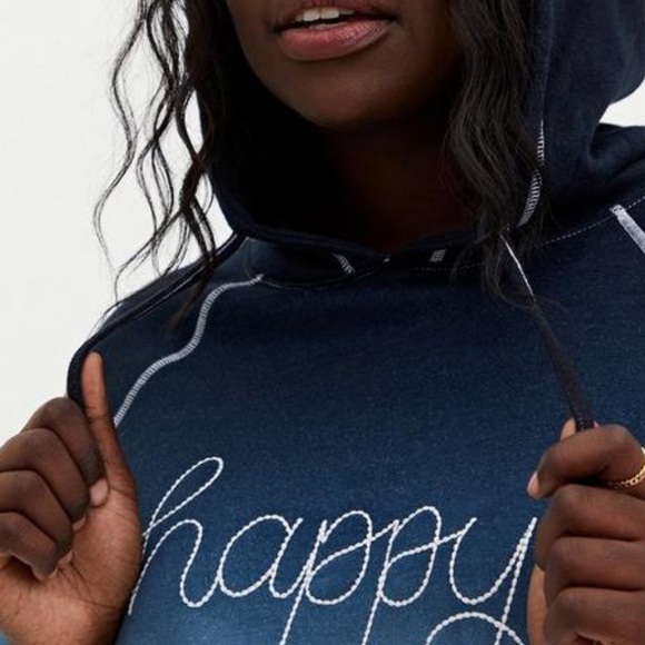 Torrid Blue Dip Dye Happy Hoodie - Picture 2 of 4